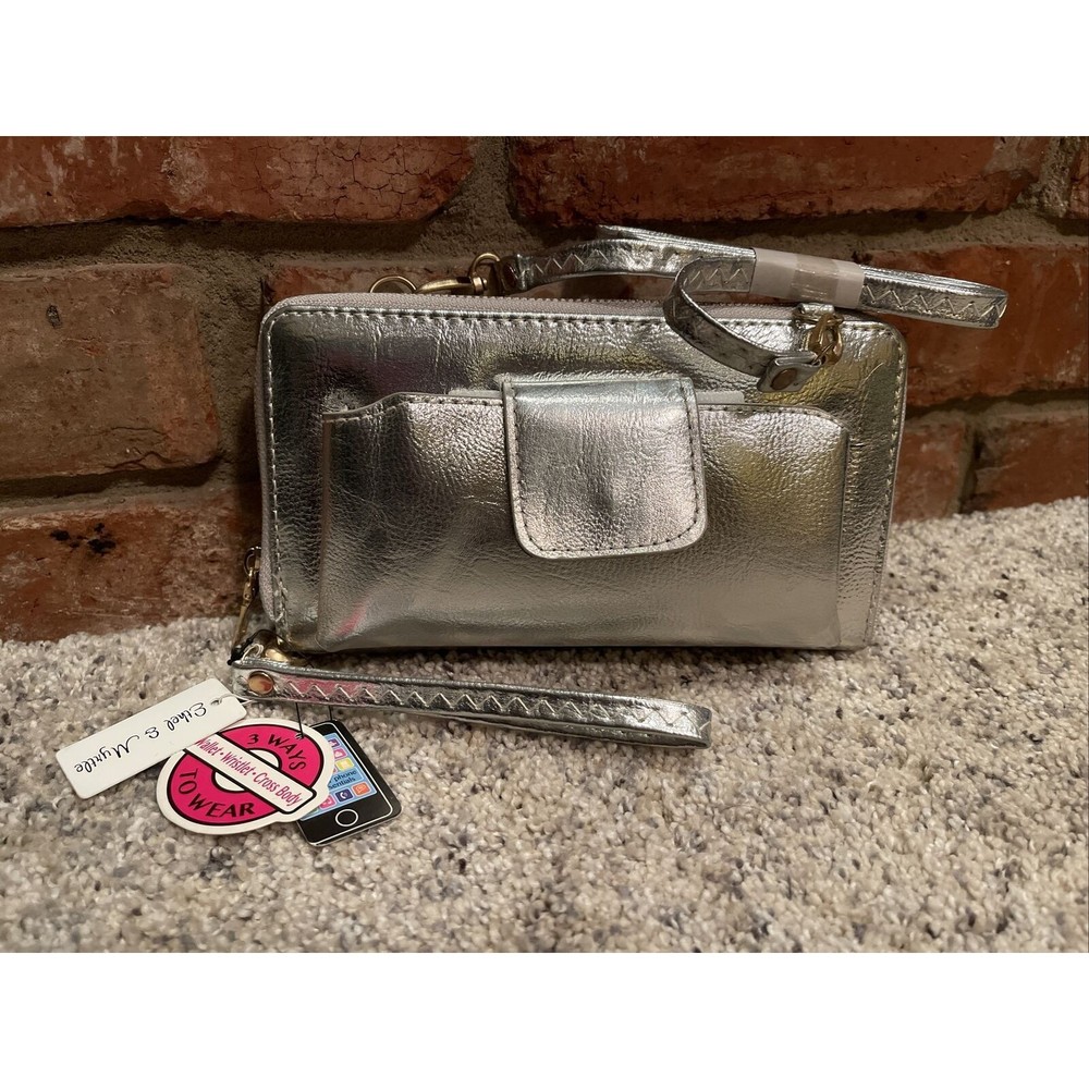 Ethel & Myrtle Silver Wristlet Crossbody Wallet NWT